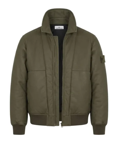 Men Stone Island Inspired Real Leather Jacket