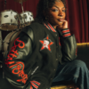 Men Wool and Leather Betty Boop Varsity Coat