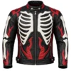 Men’s Skeleton Skull & Flames Leather Biker Jacket