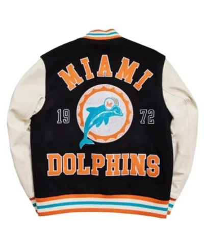 Miami Dolphins Black And White Varsity Jacket