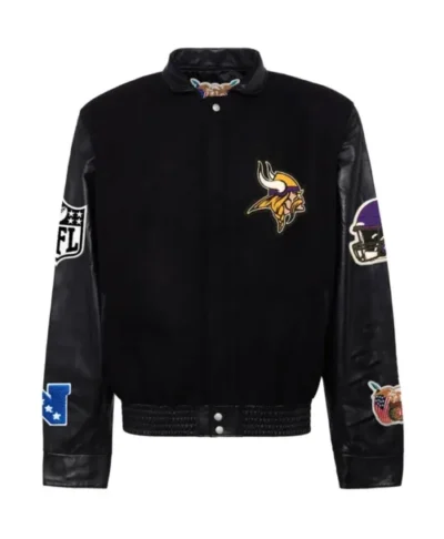 Minnesota-Vikings-Varsity-Black-Wool-And-Leather-Jacket-600x729