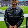 Minwoo Lee Las Vegas Raiders Black Leather Racing Jacket