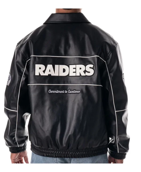 Minwoo Lee Las Vegas Raiders Black Leather Racing Jacket