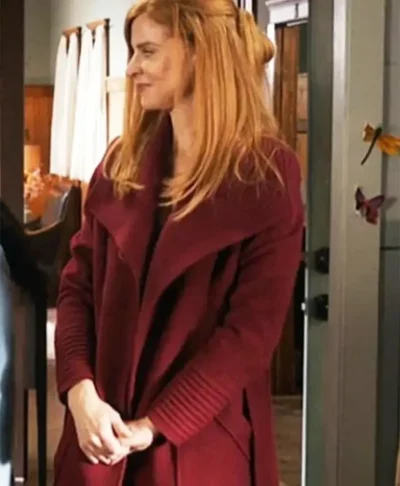 My Life With The Walter Boys S03 Sarah Rafferty Maroon Wrap Coat
