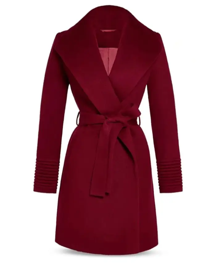 My Life With The Walter Boys S03 Sarah Rafferty Maroon Wrap Coat