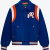 NY Knicks Malbon Golf Blue The Garden Varsity Jacket