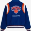 NY Knicks Malbon Golf Blue The Garden Varsity Jacket