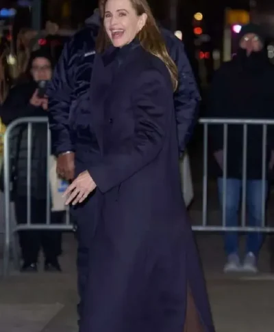 NYC Jennifer Garner Navy Blue Trench Coat