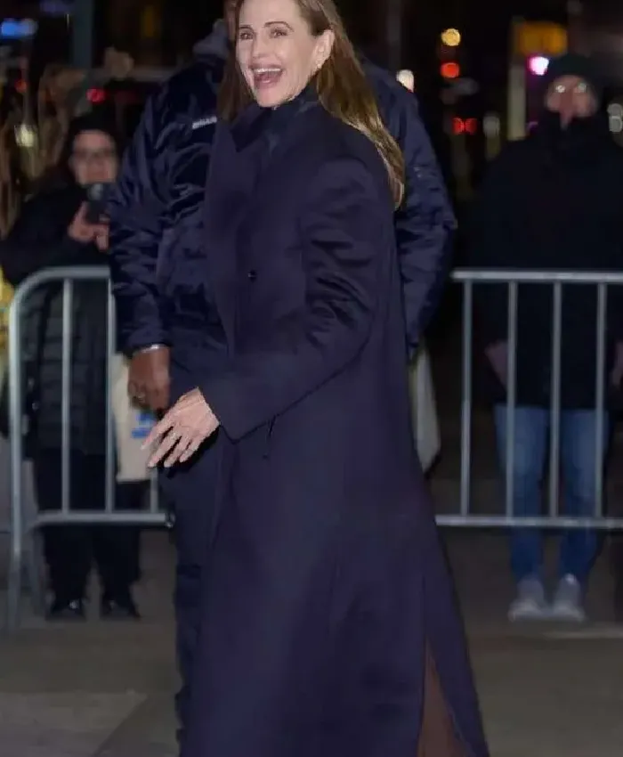 NYC Jennifer Garner Navy Blue Trench Coat