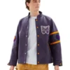 Needles Patched Letterman Purple Jacket