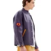 Needles Purple Wool Leather Varsity Jacket
