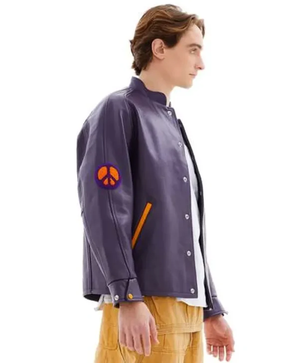 Needles Purple Wool Leather Varsity Jacket