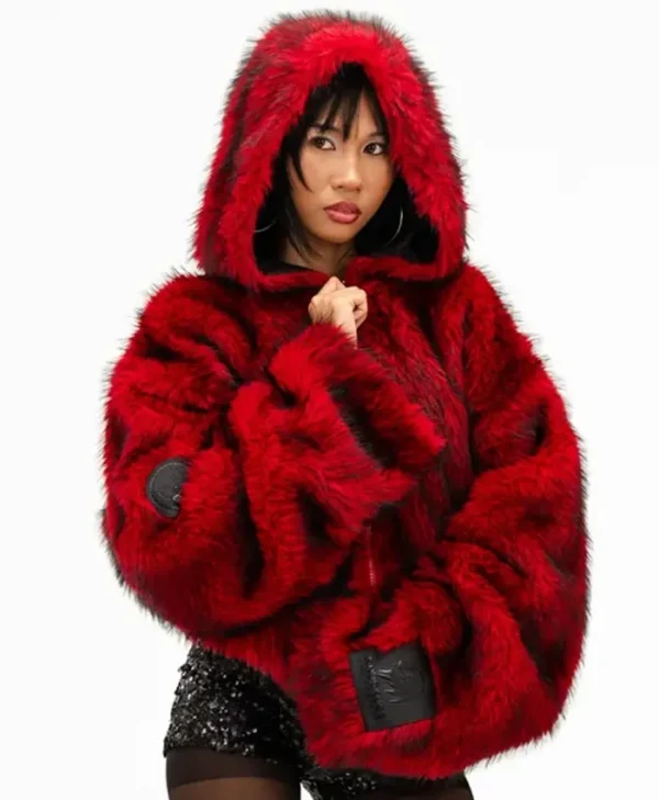 Neptun Sonic Knuckles Red Faux Fur Coat