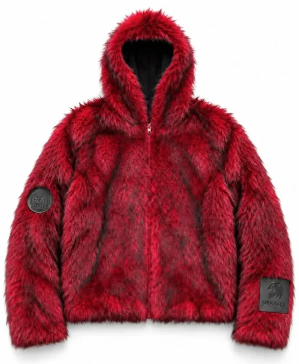 Neptun x Sonic 2026 Knuckles Red Fluffy Fur Jacket
