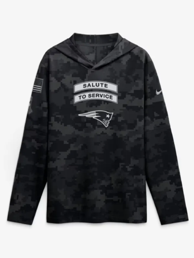 New England Patriots 2026 Salute to Service Hooded Long Sleeve Shirt