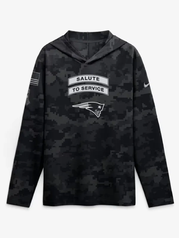 New England Patriots 2026 Salute to Service Hooded Long Sleeve Shirt