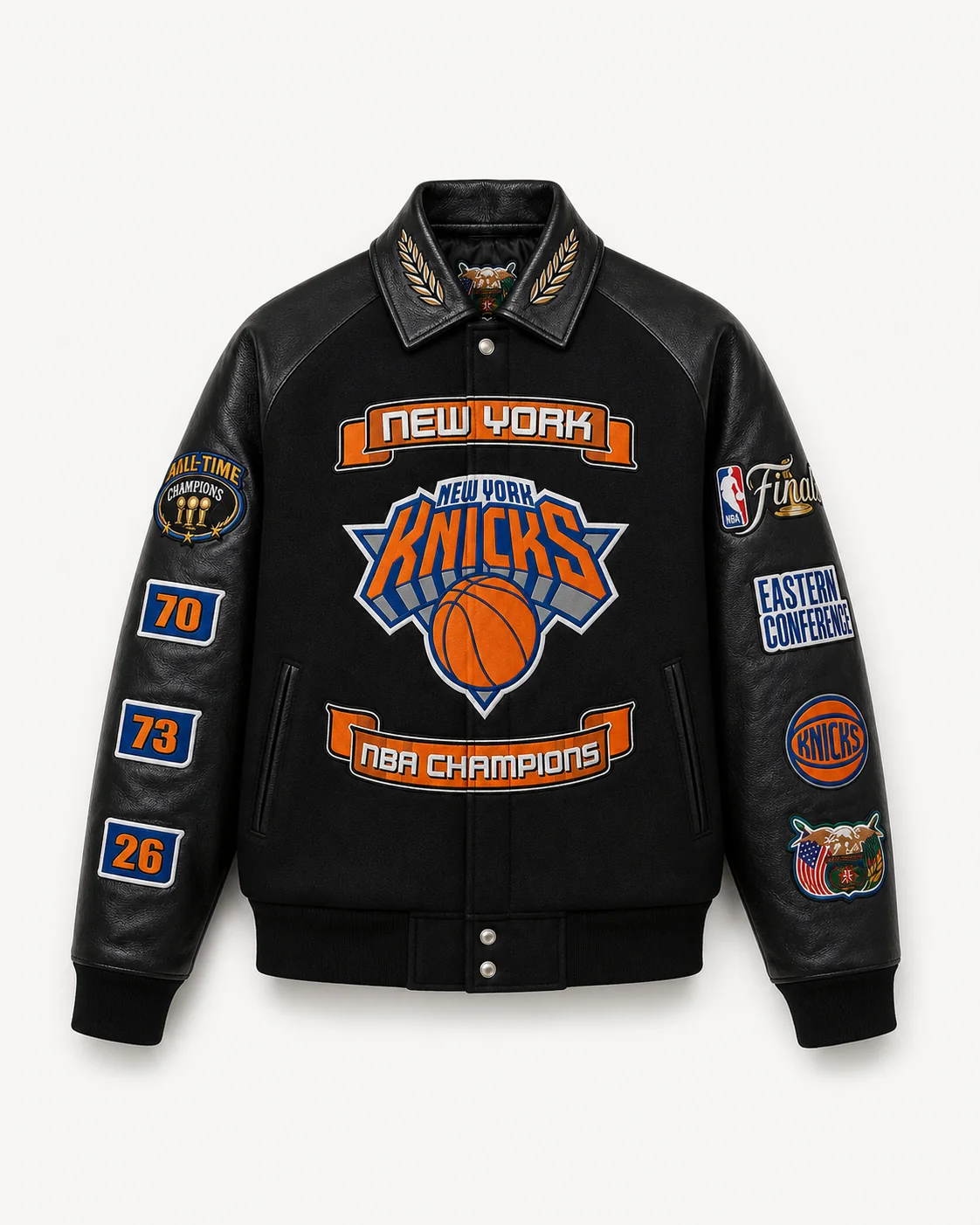 New York Knicks 2026 NBA Champions Wool & Leather Jacket