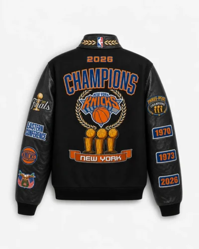 New York Knicks 2026 NBA Champions Wool & Leather Jacket