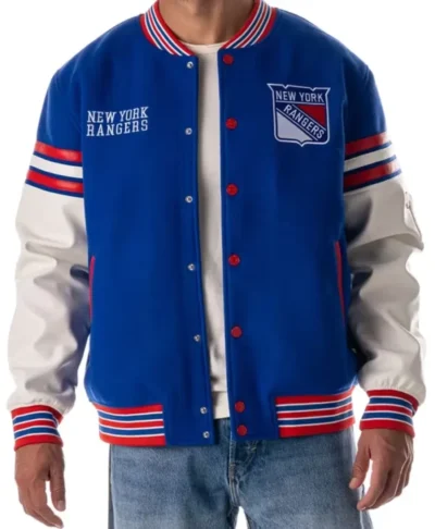 New York Rangers The Wild Collective Blue Varsity Jacket