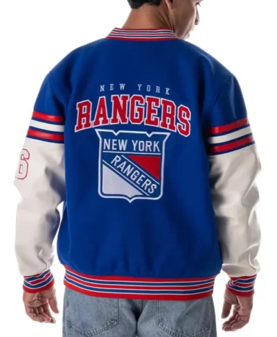 New York Rangers Wild Collective Wool Leather Jacket