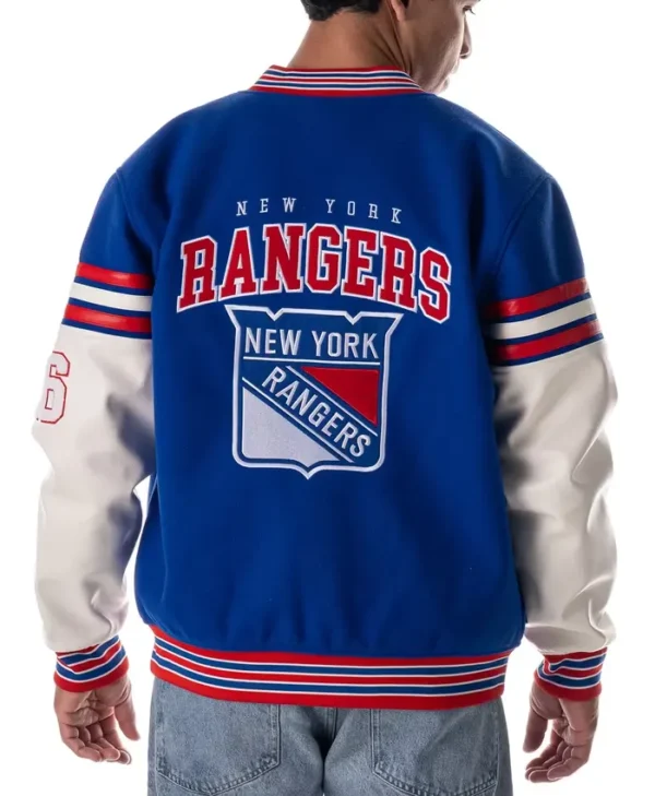 New York Rangers Wild Collective Wool Leather Jacket