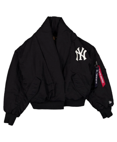 New York Yankees x Alpha x New Era Black Shawl Collar Flight Jacket