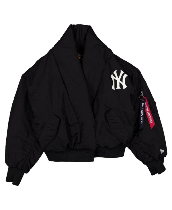 New York Yankees x Alpha x New Era Black Shawl Collar Flight Jacket