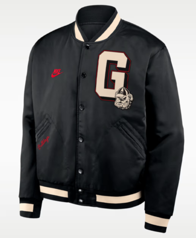 Nike Georgia Legacy College Full-Snap Black Bomber Jacket