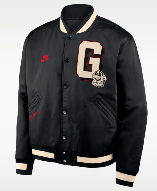 Nike Georgia Legacy College Full-Snap Black Bomber Jacket