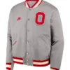 Nike Legacy Ohio State Buckeyes Full Snap Gray Bomber Jacket