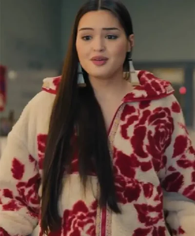North Of North S02 Anna Lambe Red Floral Sherpa Jacket