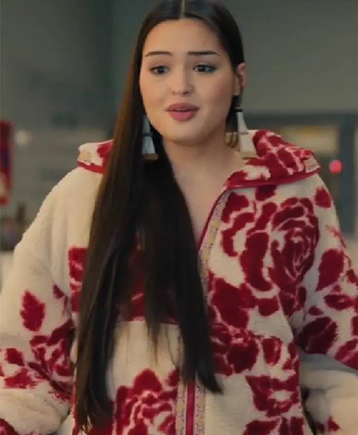 North Of North S02 Anna Lambe Red Floral Sherpa Jacket