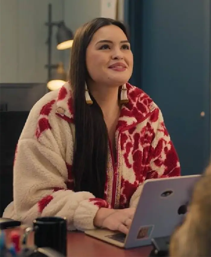 North Of North S02 Anna Lambe Red Floral Sherpa Jacket
