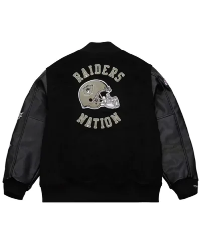Oakland Raiders Blackout Vintage Wool Varsity Jacket