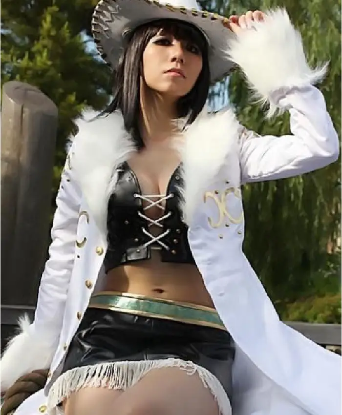 One Piece Nico Robin White Shearling Long Coat