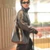Paris Fashion Week Belmont Cameli Leather Jacket