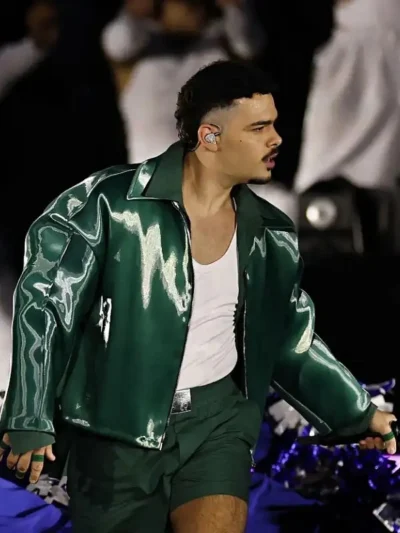 Pedro Sampaio Green Real Leather Stage Coat