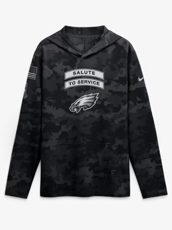 Philadelphia Eagles 2026 Salute to Service Hooded Long Sleeve Shirt
