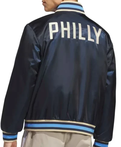 Philadelphia Union Adidas Navy Satin Bomber Jacket