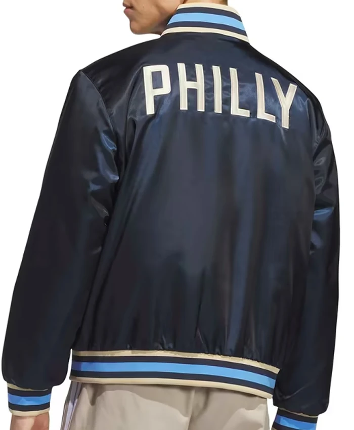 Philadelphia Union Adidas Navy Satin Bomber Jacket