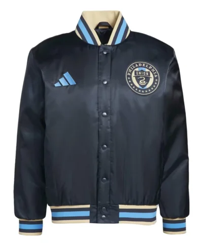 Philadelphia Union Adidas Navy Satin Bomber Jacket