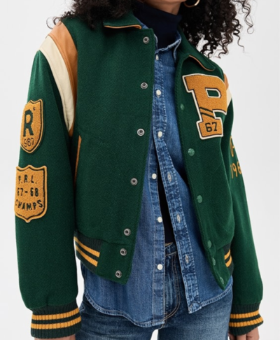Polo Ralph Lauren Green Wool Varsity Jacket