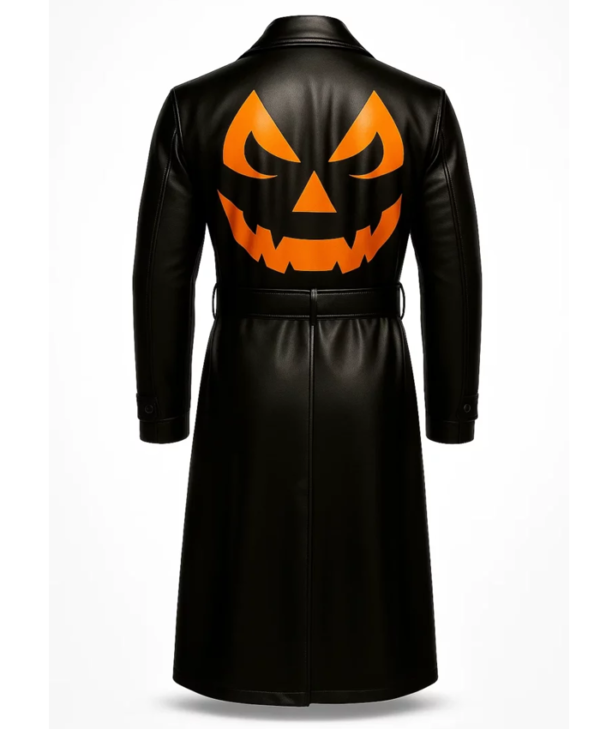 Pumpkin Halloween Black Trench Coat