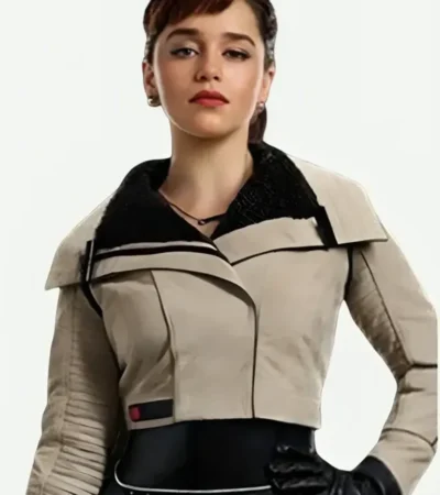 Qira Solo A Star Wars Story Beige Leather Jacket