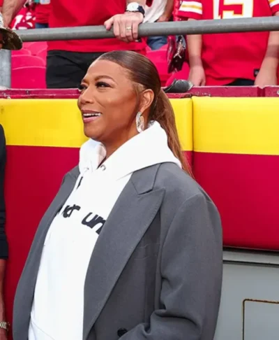 Queen Latifah Kansas City Chiefs Grey Wool Coat