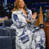 Queen Latifah Tonight Show Printed Long Coat