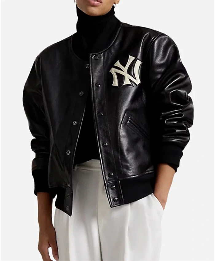 Ralph Lauren Yankees Black Leather Jacket