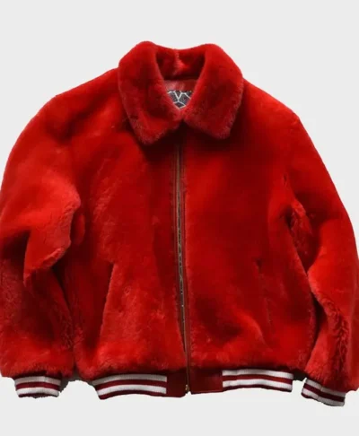 Red Fur Sheep Bomber Jacket