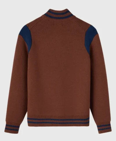 Retro Brown Zip Up Knit Outerwear