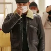 Robbie Williams Shearling Black Leather Jacket